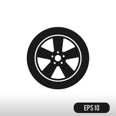 Obraz premium Wheel Icon Isolated on White Background. Black silhouette