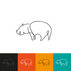 One line hippopotamus design silhouette. Hand drawn minimalism style vector illustration