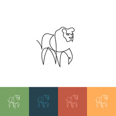One line lion design silhouette. Hand drawn minimalism style vector illustration