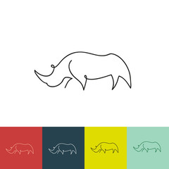 Obraz premium Jedna linia sylwetka projektu nosorożca. Ręcznie rysowane ilustracji wektorowych w stylu minimalizmu