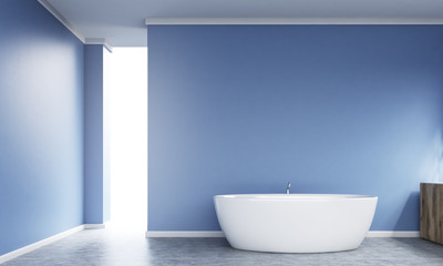 Fototapeta na wymiar Blue bathroom interior