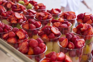 fruit salad in a plastic cup