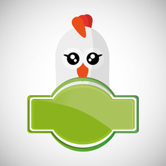 Animal design. chicken icon. Isolated illustration, white backgr