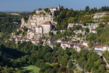 Fototapeta na wymiar Picturesque view to french village Rocamadour, place of catholic pilgrimage.
