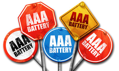 aaa battery, 3D rendering, street signs
