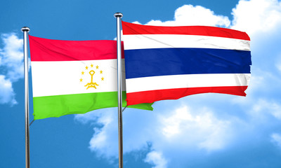 Tajikistan flag with Thailand flag, 3D rendering