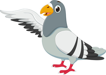 cute pigeon cartoon waving