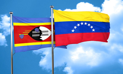 Swaziland flag with Venezuela flag, 3D rendering