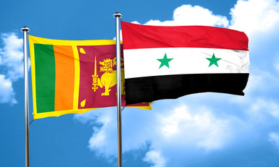 Sri lanka flag with Syria flag, 3D rendering