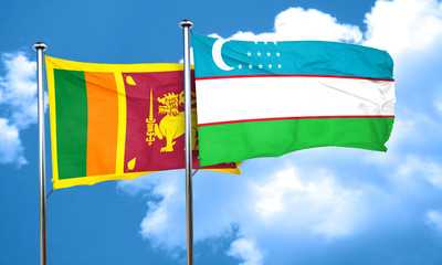 Sri lanka flag with Uzbekistan flag, 3D rendering