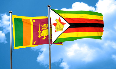 Sri lanka flag with Zimbabwe flag, 3D rendering