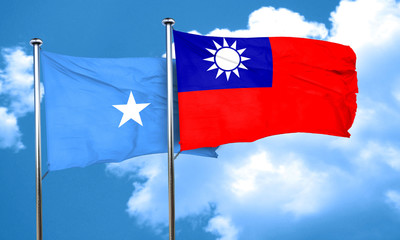 Somalia flag with Taiwan flag, 3D rendering