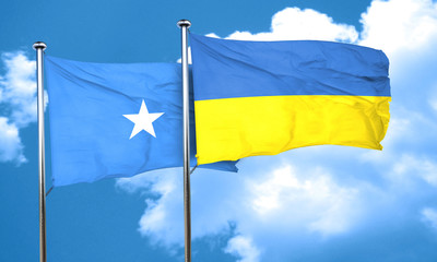Somalia flag with Ukraine flag, 3D rendering