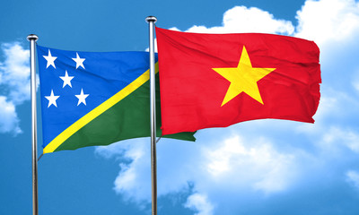 Solomon islands flag with Vietnam flag, 3D rendering
