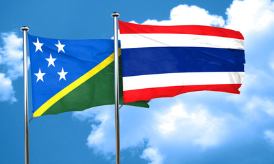 Solomon islands flag with Thailand flag, 3D rendering