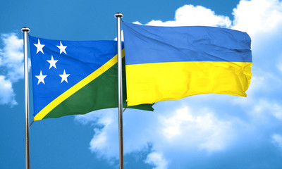 Solomon islands flag with Ukraine flag, 3D rendering