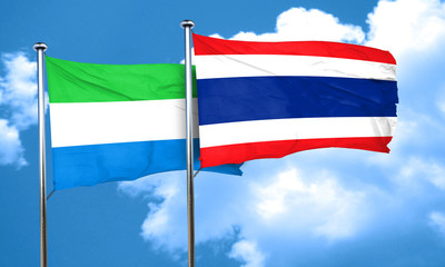 Sierra Leone flag with Thailand flag, 3D rendering