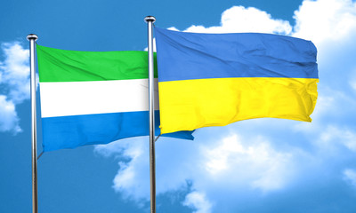 Sierra Leone flag with Ukraine flag, 3D rendering