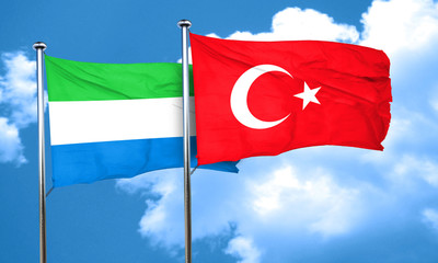 Sierra Leone flag with Turkey flag, 3D rendering