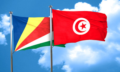 seychelles flag with Tunisia flag, 3D rendering