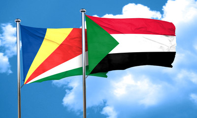 seychelles flag with Sudan flag, 3D rendering
