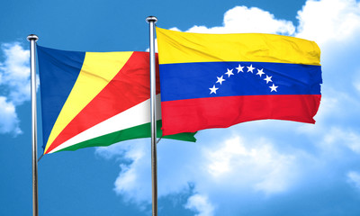 seychelles flag with Venezuela flag, 3D rendering