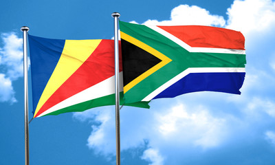 seychelles flag with South Africa flag, 3D rendering