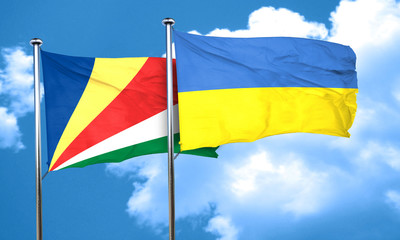 seychelles flag with Ukraine flag, 3D rendering