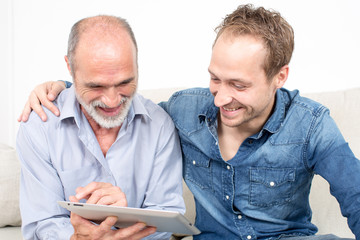 Proud son with father