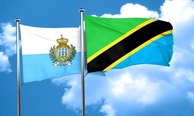 san marino flag with Tanzania flag, 3D rendering