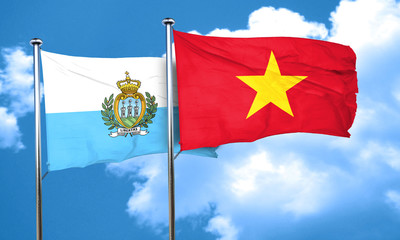 san marino flag with Vietnam flag, 3D rendering
