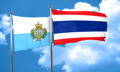 san marino flag with Thailand flag, 3D rendering