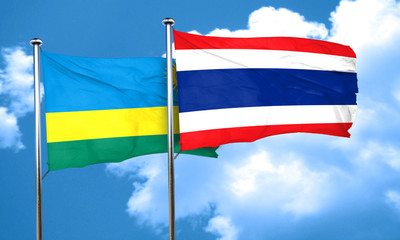 Fototapeta na wymiar Rwanda flag with Thailand flag, 3D rendering