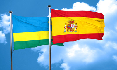 Rwanda flag with Spain flag, 3D rendering