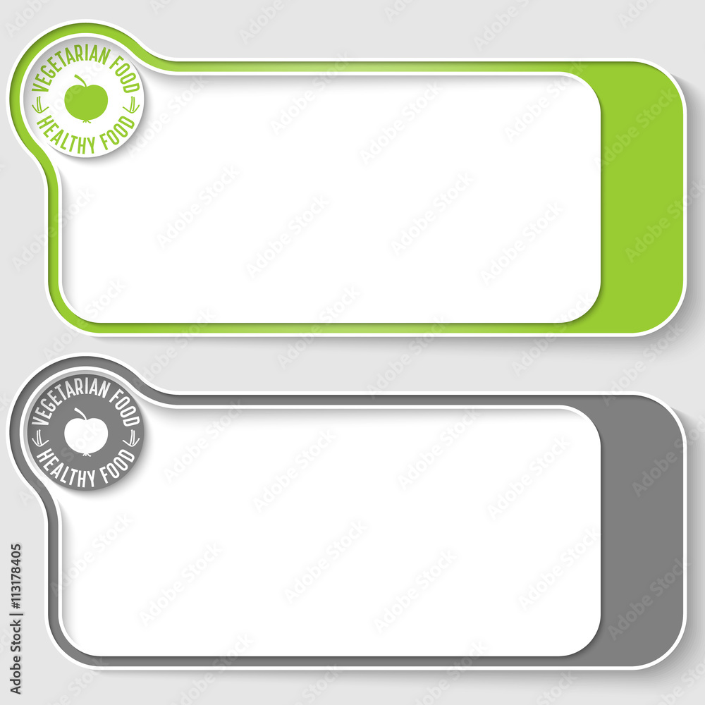 Poster two vector text boxes for your text and icon with the words vege