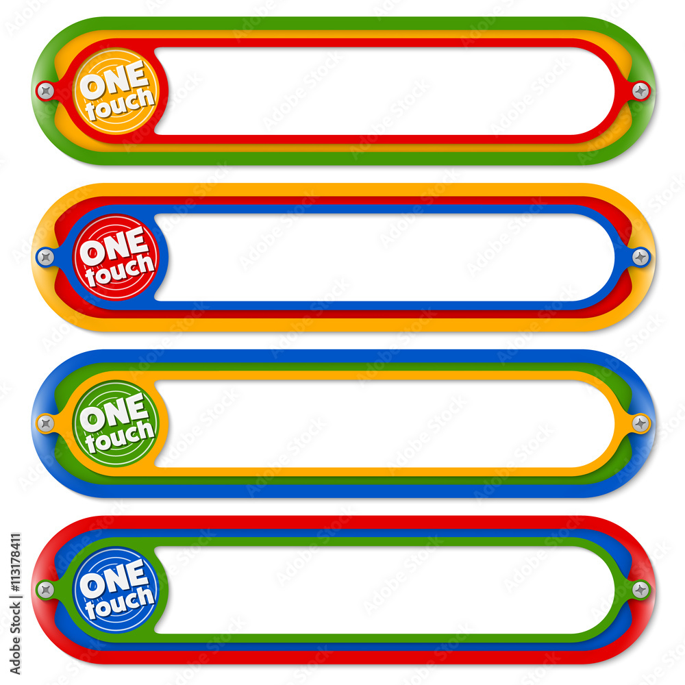 Poster four colored frames for any text and icon with the words one tou