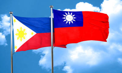 Philippines flag with Taiwan flag, 3D rendering