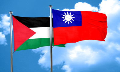 palestine flag with Taiwan flag, 3D rendering