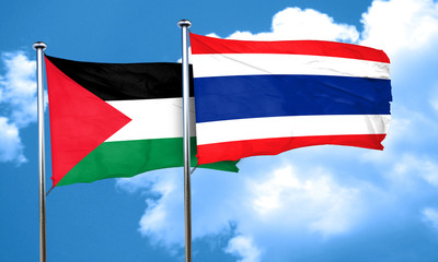 palestine flag with Thailand flag, 3D rendering