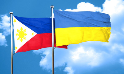 Philippines flag with Ukraine flag, 3D rendering