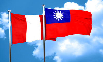 Peru flag with Taiwan flag, 3D rendering