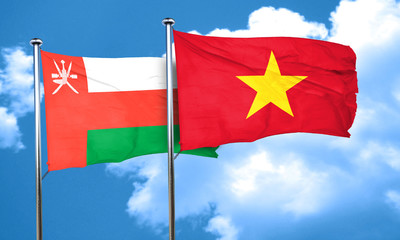 Oman flag with Vietnam flag, 3D rendering