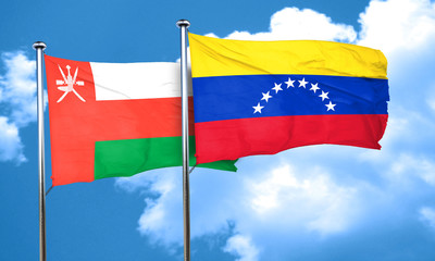 Oman flag with Venezuela flag, 3D rendering