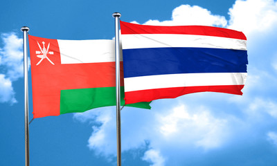 Oman flag with Thailand flag, 3D rendering