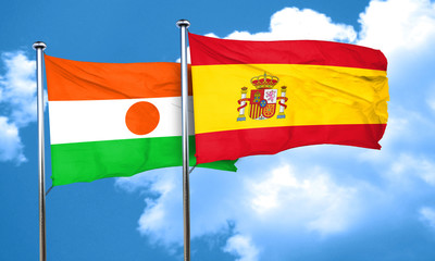 niger flag with Spain flag, 3D rendering