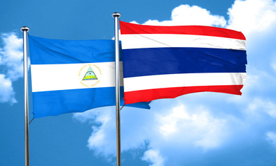 nicaragua flag with Thailand flag, 3D rendering