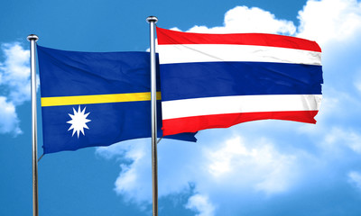 Nauru flag with Thailand flag, 3D rendering