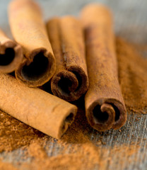 cinnamon on wooden surface