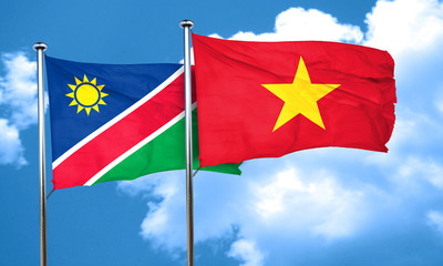 Namibia flag with Vietnam flag, 3D rendering