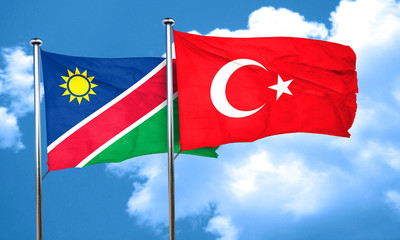 Namibia flag with Turkey flag, 3D rendering